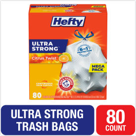 Hefty® Ultra Strong Scented Tall White Kitchen Bags 13 gal 0.9 mil White 80/Box PCTE88354