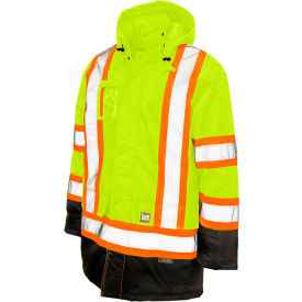 Tough Duck Men's Poly Oxford Lined Safety Parka Jacket XXS Fluorescent Green S17601-FLGR-XXS