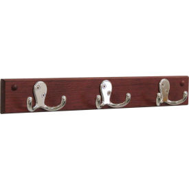 Wooden Mallet® Wall Mounted Coat Rack 3 Double Prong Hook Rail Nickel/Mahogany HSD3NMH