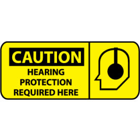 Pictorial OSHA Sign - Vinyl - Caution Hearing Protection Required Here SA118P