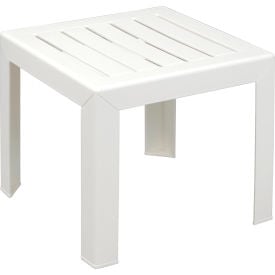 Grosfillex® Outdoor End Table With Wood Slat Pattern - White CT052004