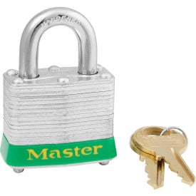 Master Lock® 3KAS3GRN Laminated Steel Safety Padlock 1-9/16