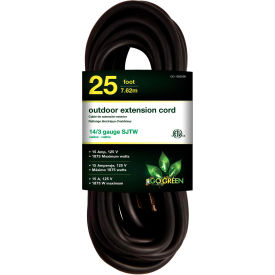 GoGreen Power GG-13825BK 25 Ft Extension Cord - Black GG-13825BK