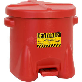 Eagle 10 Gallon Poly Waste Can W/ Foot Lever Red - 935FL 935FL