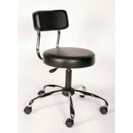 ShopSol Round Lab Stool with Backrest - No Footring - Black 3010012