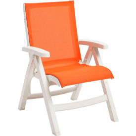 Grosfillex® Jamaica Beach Folding Chair Orange Sling w/ White Resin Frame - Pkg Qty 2 UT095004