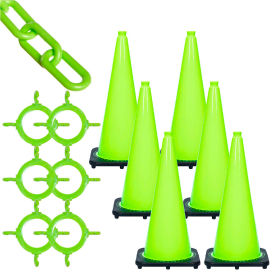 Mr. Chain 93214-6 Traffic Cone & Chain Kit - Safety Green 93214-6 14-6932