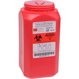 Post Medical 1.5 Quart Leak-tight Sharps Container with Locking Screw Cap Red 24/CS WD-150