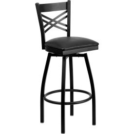 Flash Furniture X-Back Swivel Metal Barstool - Vinyl - Black - Hercules Series 6F8B-XSWVL-BLKV-GGXU-