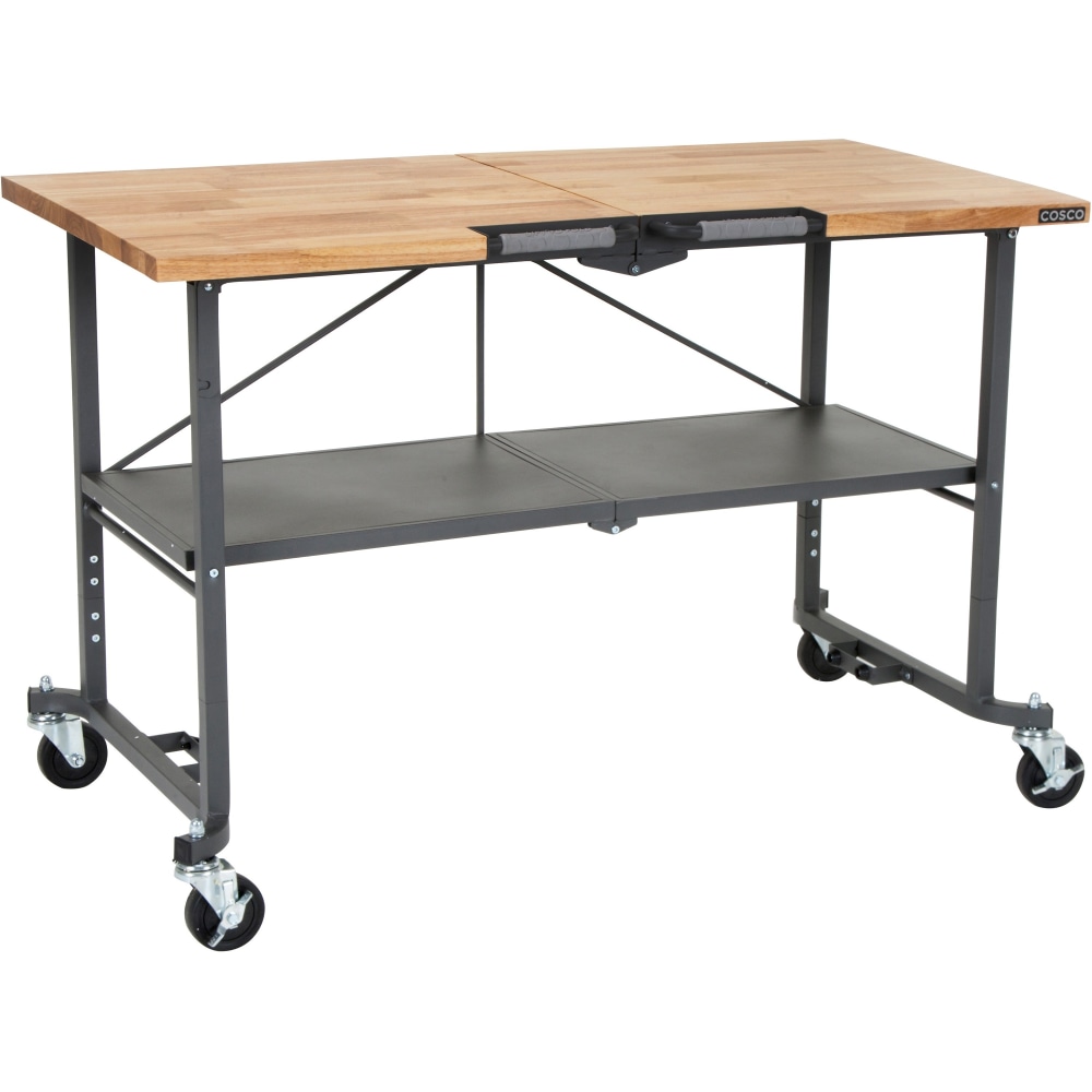 Cosco SmartFold Butcher Block Portable Workbench - 400 lb Capacity x 52in Table Top Width x 34.80in Table Top Depth - 25.50in Height - Assembly Required - Gray - 1 Each MPN:66765DKG1E