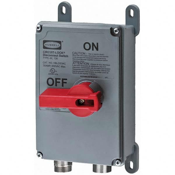 Cam & Disconnect Switch: Enclosed, 30 Amp, 600VAC, 3 Phase MPN:HBLDS3MQR2