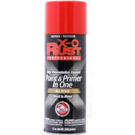 X-O Rust 12 oz. Aerosol Rust Preventative Paint & Primer In One Hot Red Gloss - 125840 125840