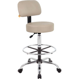 Boss Medical Stool with Backrest and Footring - Vinyl - Beige B16245-BG