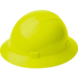 ERB® Americana® Full Brim Safety Helmet 4-Point Slide-Lock Suspension Hi-Viz Yellow - Pkg Qty 12 WEL19208HY