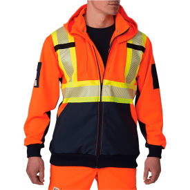 Big Bill High-Vis Full Zip Hooded Sweater Reflective XL Tall Orange RT37HVF7-T-ORA-XL