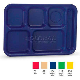 Vollrath® Traex Polypropylene School Compartment Trays 2015-104 Right Hand Tray Bright Blue - Pkg Qty 24 2015-104