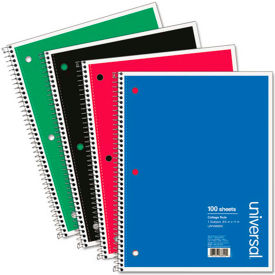 Universal® Wirebound Notebook 8-1/2 x 11 College Ruled 100 Sheets Assorted Color Cover UNV66600