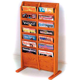 Wooden Mallet Cascade™ Free-Standing 14 Pocket Magazine Rack Medium Oak MR14-FSMO