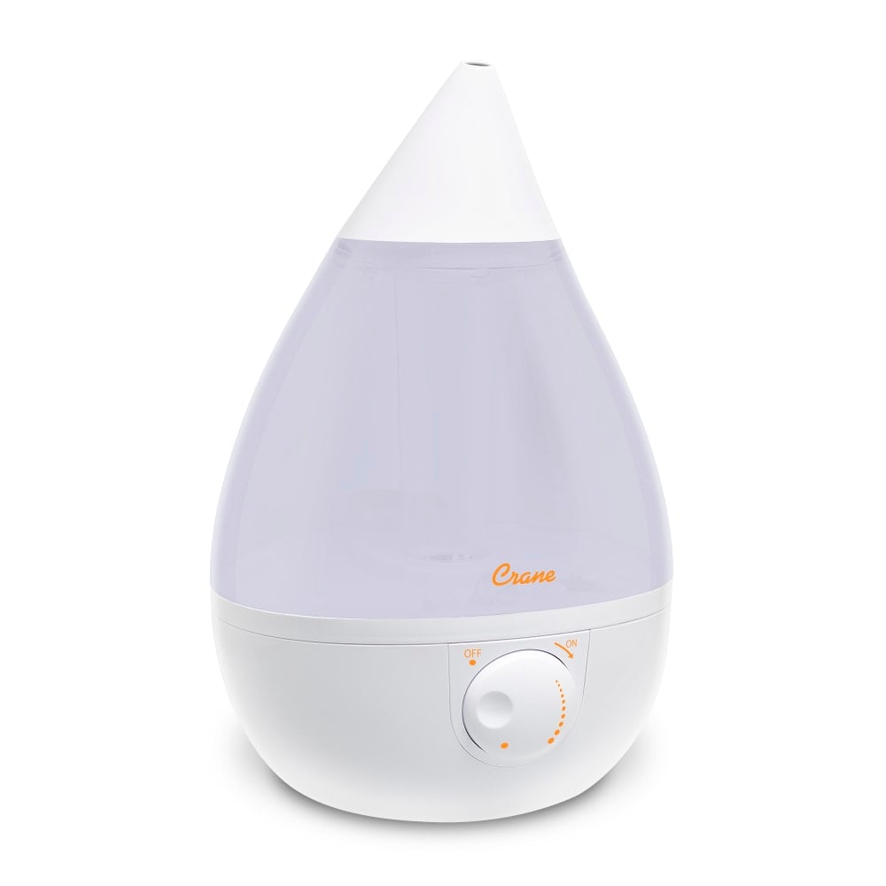 Crane Drop Ultrasonic Cool Mist Humidifier, 1 Gallon, 8-5/8inH x 8-5/8inW x 13-3/8inD, White (Min Order Qty 2) MPN:EE-5301W