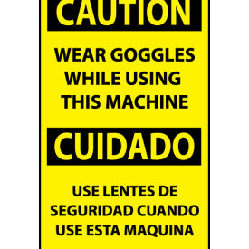 Bilingual Machine Labels - Caution Wear Goggles While Using This Machine ESC621AP