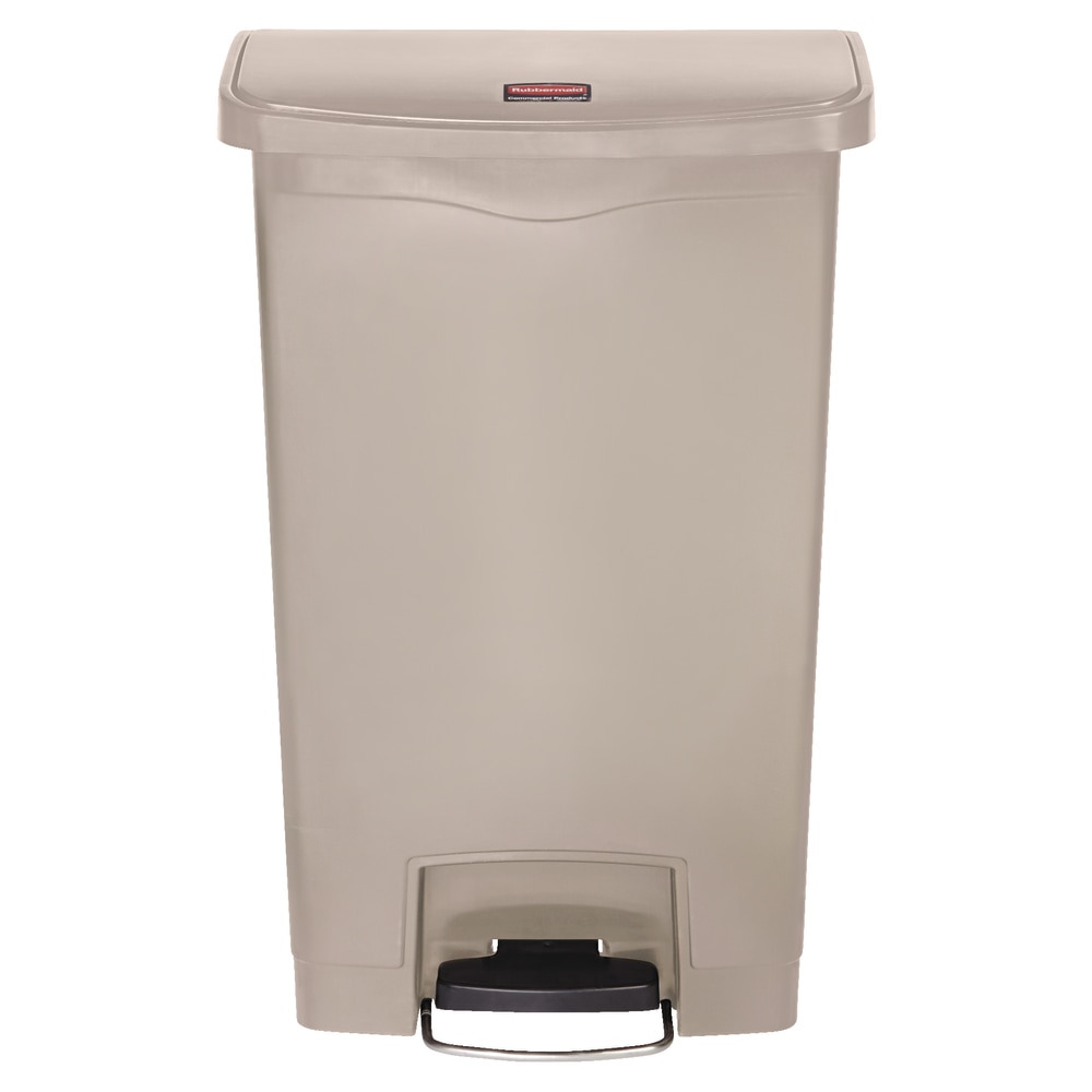 Rubbermaid Slim Jim Step-On Resin Front Step Wastebasket, 13 Gallons, Beige MPN:1883458