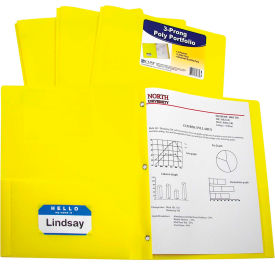 C-Line Products Two-Pocket Heavyweight Poly Portfolio Folder with Prongs Yellow 25 Folders/Set 33966-BX