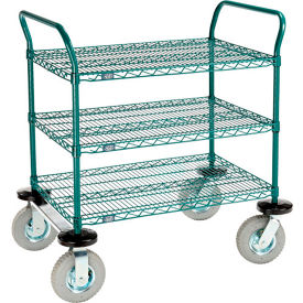 Nexel® Utility Cart 3 Shelf Poly-Green® 36