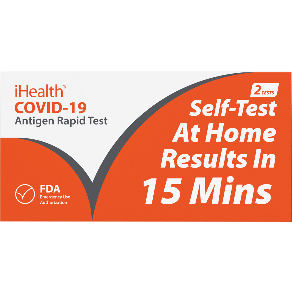 iHealth COVID-19 At Home Antigen Rapid Tests, Pack Of 2 Tests (Min Order Qty 6) MPN:ICO-3000