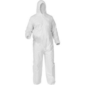 KeyGuard® Coverall Elastic Wrists & Ankles Attached Hood Zipper Front White 2XL 25/CS CVL-KG-HE-2XL
