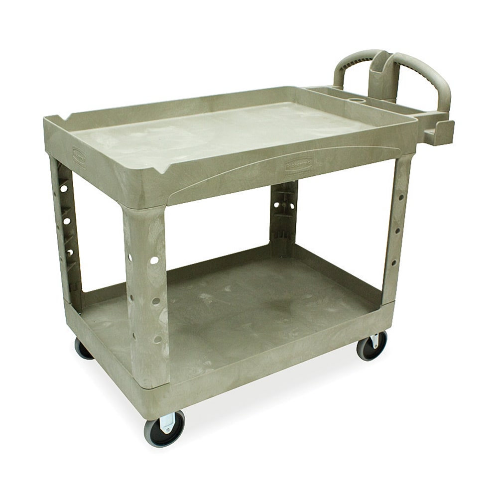 Rubbermaid Two-Tiered Full-Service Cart, 33 1/4inH x 45 1/4inW x 25 3/4inD, Beige MPN:FG452088 BEIG