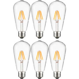 Sunlite® LED ST19 Edison Light Bulb E26 Base 4.5W 400 Lumens 2700K Warm White Pack of 6 41084-NS