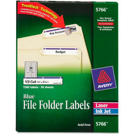 Avery® Self-Adhesive Laser/Inkjet File Folder Labels Blue Border 1500/Box 5766