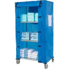 Nexel® Galvanized Steel Linen Cart with Nylon Cover 4 Shelves 36