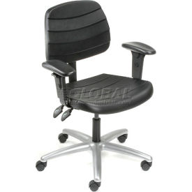 Interion® Office Chair With Mid Back & Adjustable Arms Polyurethane Black 611250