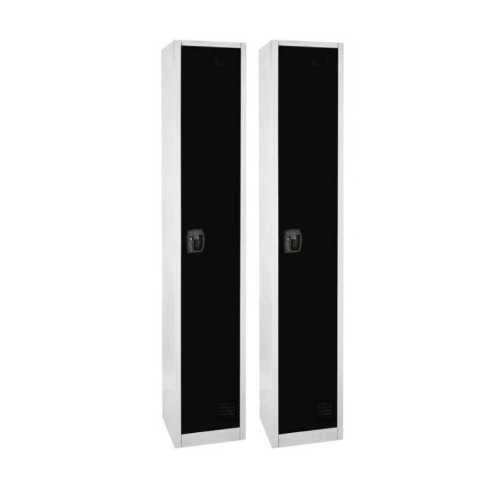 Alpine 1-Tier Steel Lockers, 48inH x 15inW x 15inD, Black, Set Of 2 Lockers MPN:ADI629-01-BLK-PKG-2