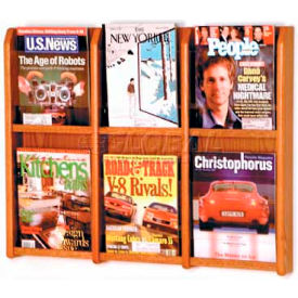 Wooden Mallet Divulge™ 6 Magazine Wall Display Medium Oak MM-6MO