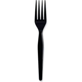 Boardwalk® Heavyweight Wrapped Polystyrene Cutlery Fork Black 1000/case BWKFORKHWPSBIW