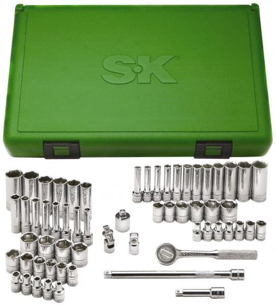 Deep Standard Socket Set: 60 Pc, 1/4