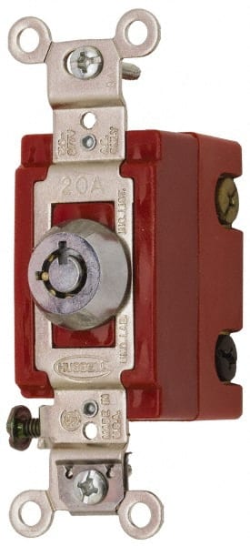 120 to 277 VAC, 20 Amp at 125 Volt, 22 Amp at 250 Volt, SPDT, 6 Tumbler Barrel Key Switch MPN:HBL1223RKL