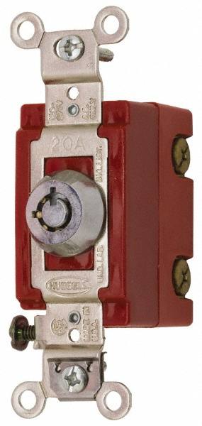 120 to 277 VAC, 20 Amp at 125 Volt, 20 Amp at 250 Volt, SPST, 6 Tumbler Barrel Key Switch MPN:HBL1221RKL