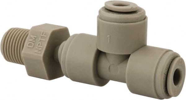 Push-To-Connect Tube Fitting: Male Swivel Branch Tee, 1/8