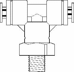 Push-To-Connect Tube Fitting: Male Swivel Branch Tee, 3/8