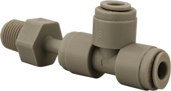 Push-To-Connect Tube Fitting: Male Swivel Branch Tee, 1/8