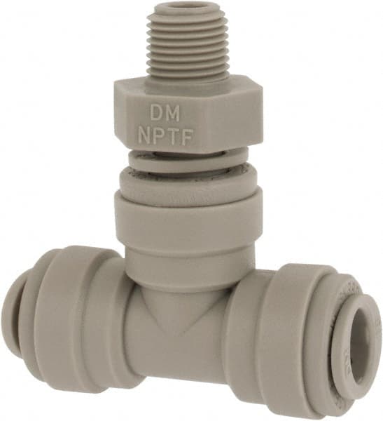 Push-To-Connect Tube Fitting: Male Swivel Branch Tee, 1/8