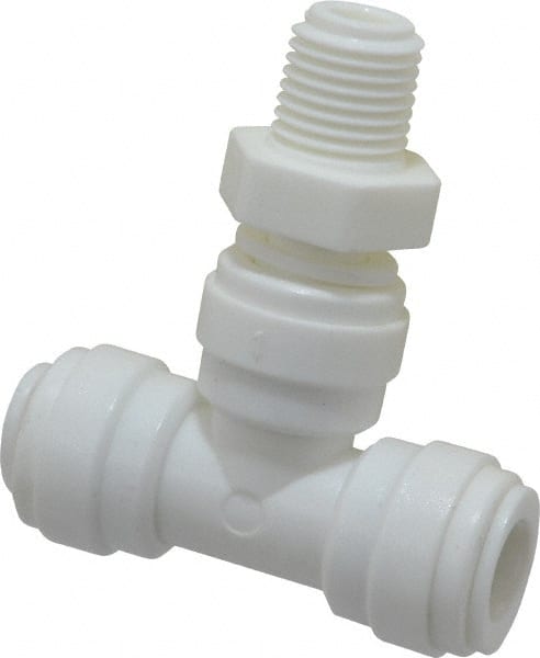 Push-To-Connect Tube Fitting: Male Swivel Branch Tee, 1/4
