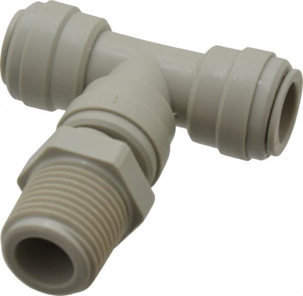 Push-To-Connect Tube Fitting: Male Swivel Branch Tee, 1/2