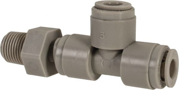 Push-To-Connect Tube Fitting: Male Swivel Run Tee, 1/8