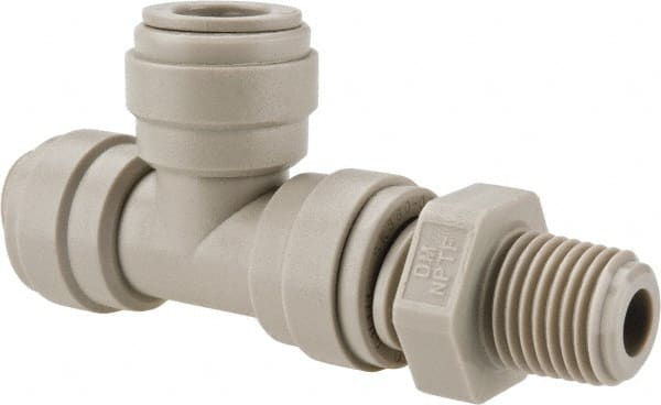 Push-To-Connect Tube Fitting: Male Swivel Run Tee, 1/4