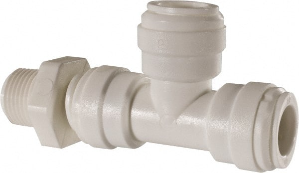 Push-To-Connect Tube Fitting: Male Swivel Run Tee, 3/8