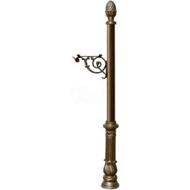 Lewiston Post with Support Brace Decorative Ornate Base & Pineapple Finial (No Mailbox) Bronze LPST-703-BZ